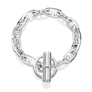 Silver Bracelet - Women 925 Sterling Silver Bracelet 10 mm Wide Anchor Chain Style - Autumn Enchanted